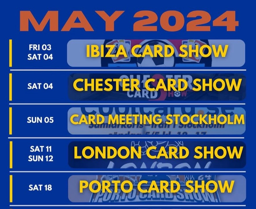 La liste des card show de&nbsp;Mai!